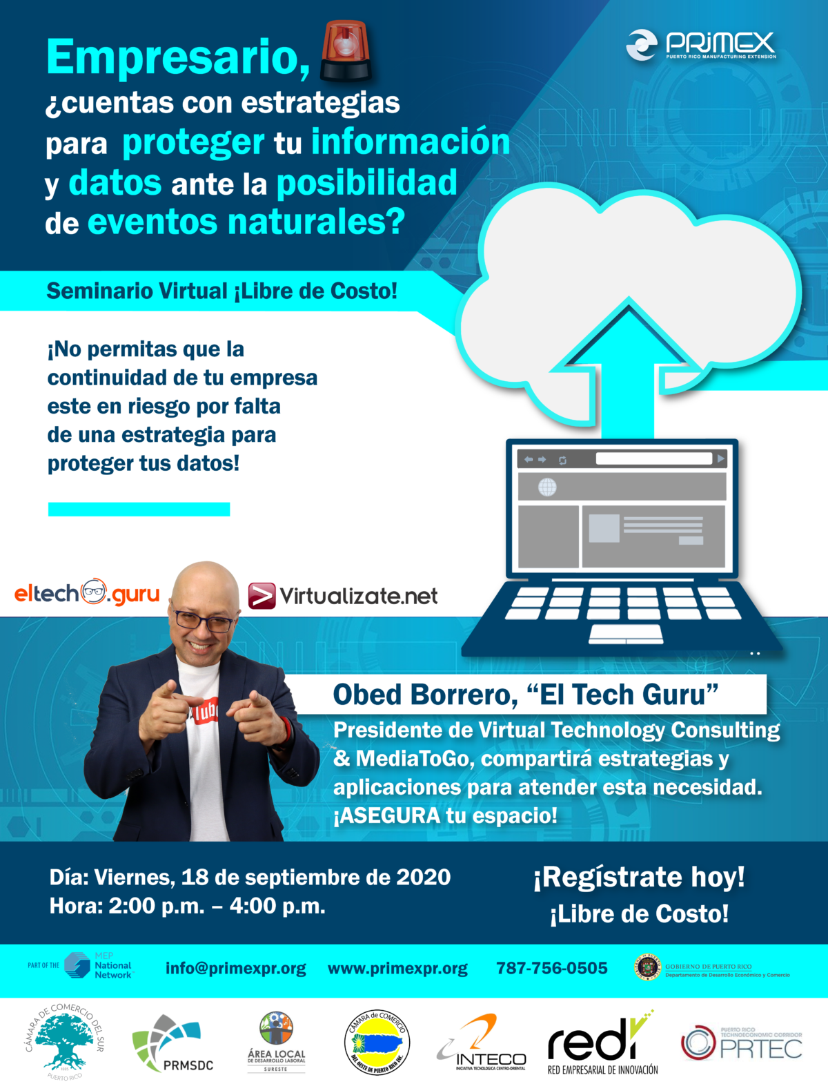 Seminario Virtual “Empresario, ¿Cuentas con estrategias para proteger tu información y datos ante la posibilidad de eventos naturales?