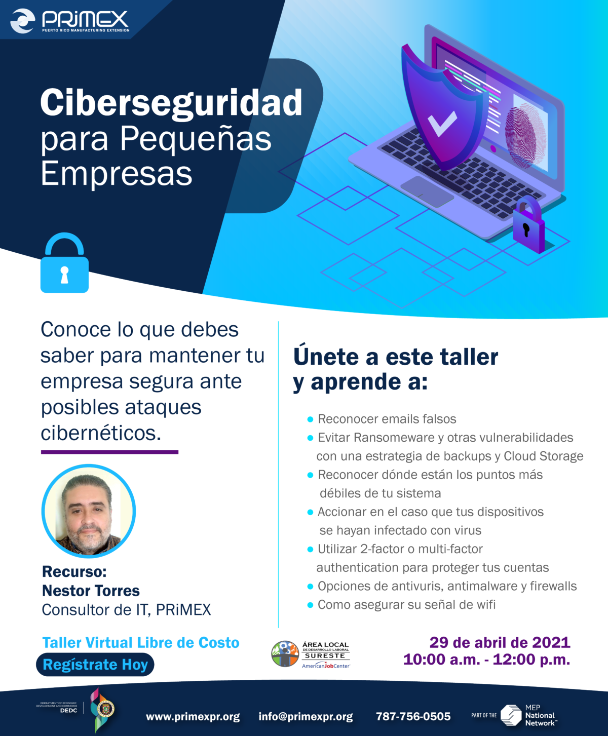 Patronos, participa del taller de Ciberseguridad para Pequeñas Empresas coordinado por PRIMEX