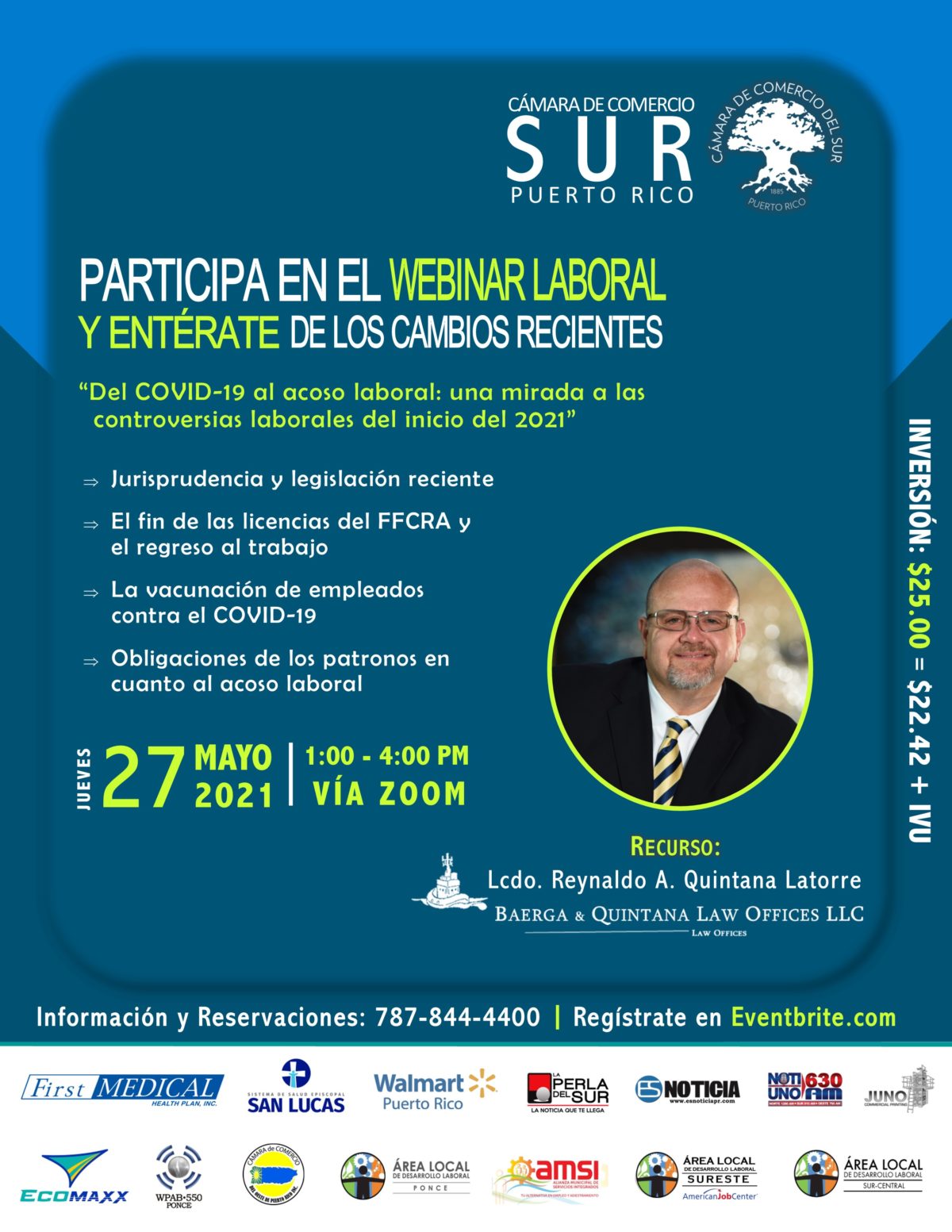 Participa del Webinar Laboral y entérate de los cambios recientes “Del COVID-19 al Acoso Laboral: Una mirada a las controversias laborales del inicio del 2021