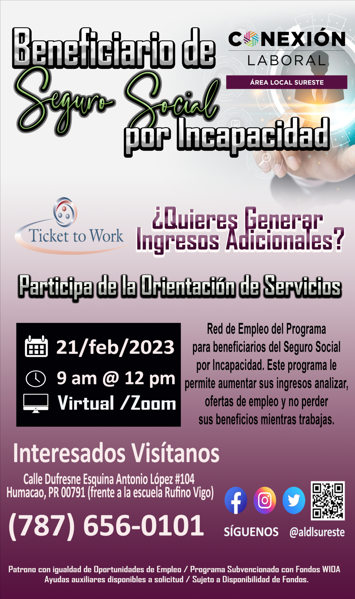 Orientación de Servicios Ticket to Work – 21 de febrero de 2023 (Virtual/Zoom)