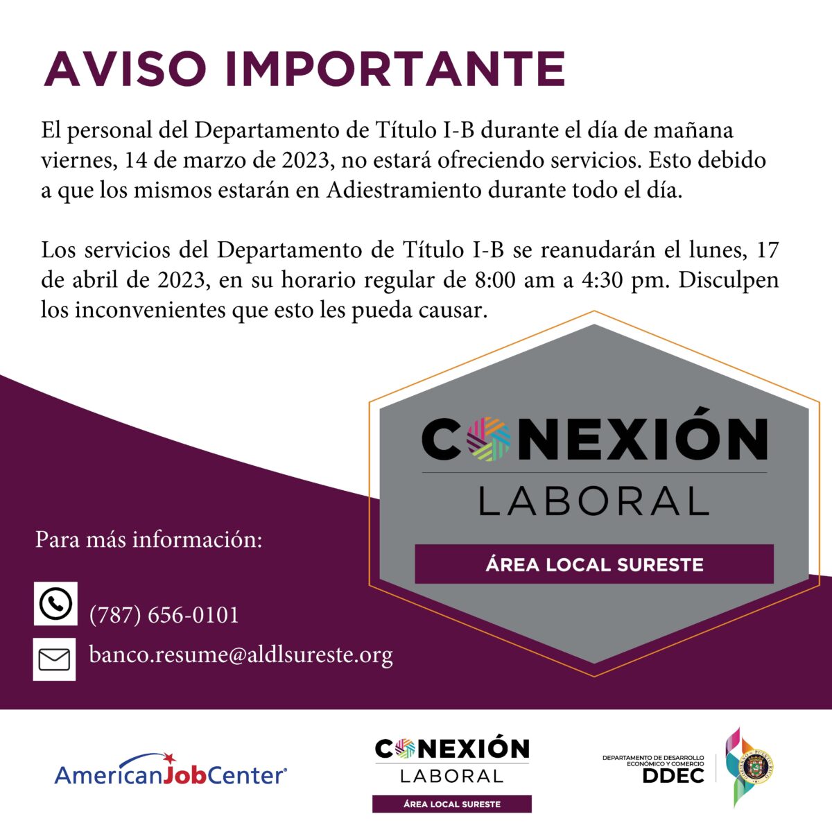 Aviso Importante