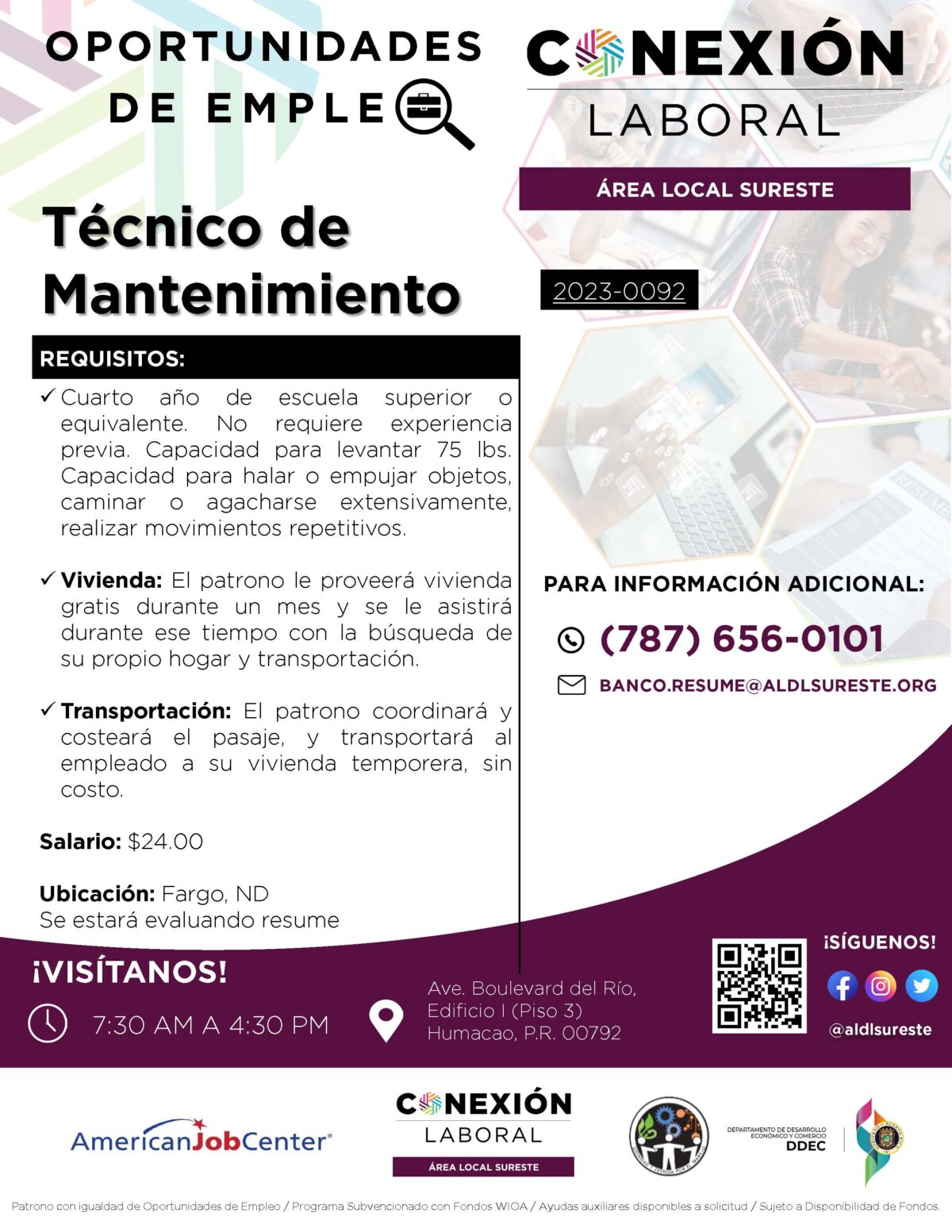 Oportunidad de Empleo: Técnico de Mantenimiento