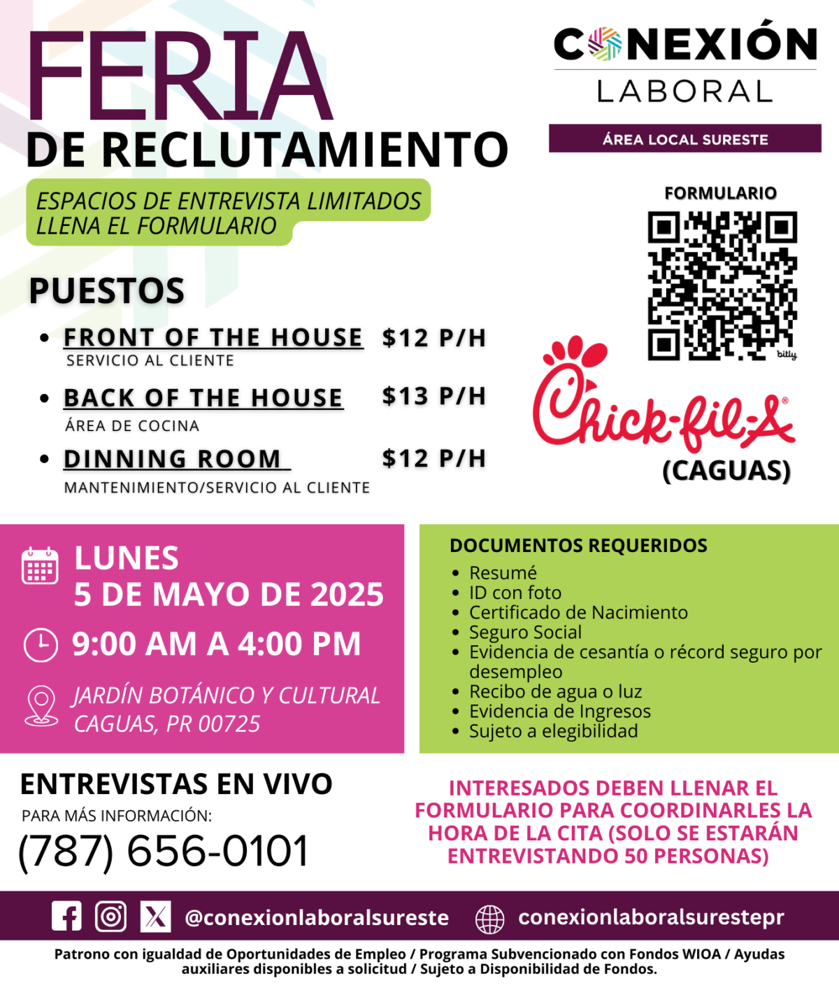 Feria de Reclutamiento Chick-Fil-A Caguas – Lunes, 5 de mayo de 2025
